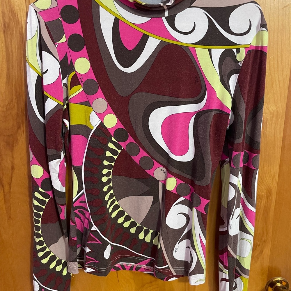 Emilio Pucci Pink and Brown Long Sleeve Top